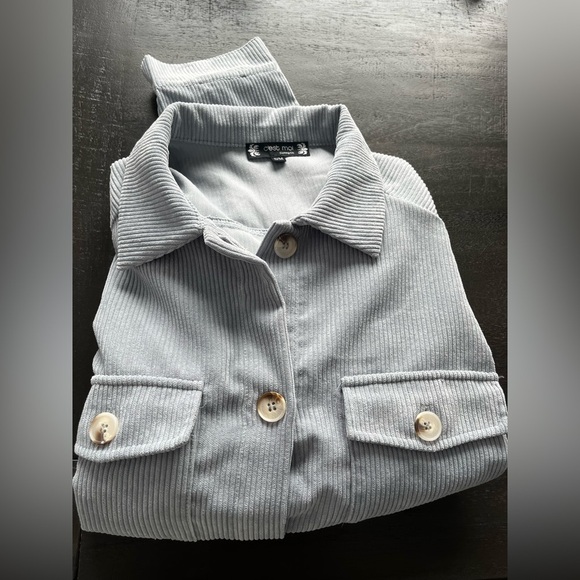 Stylish blue Corduroy Women's Shacket - Picture 8 of 9